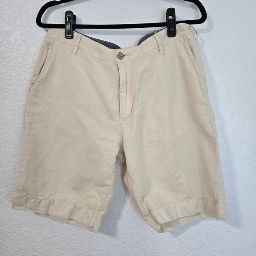FAHERTY BRAND Mens 34 Beige Linen Cotton Blend Flat Front‎ Shorts Size 34